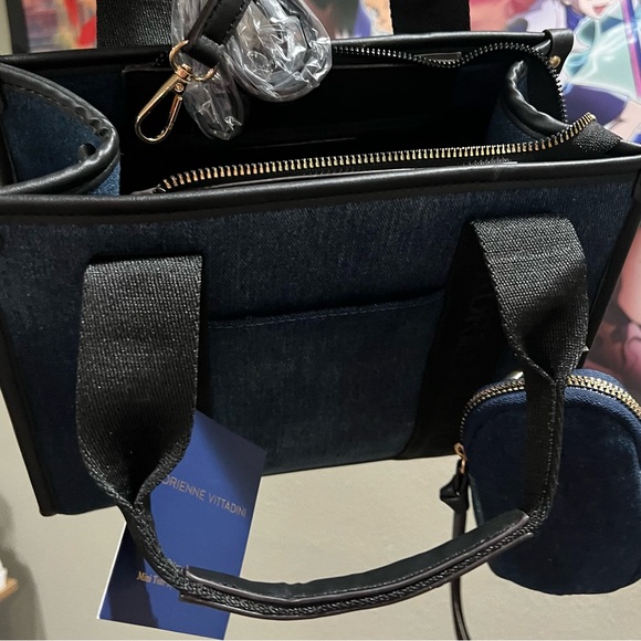 NWT ADRIENNE VIDATINNI DENIM MINI TOTE W/ REMOVABLE POUCH - Picture 5 of 8